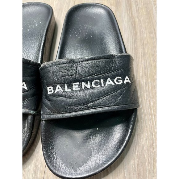 Balenciaga Classic Logo Leather Slides 6 - Picture 4 of 15